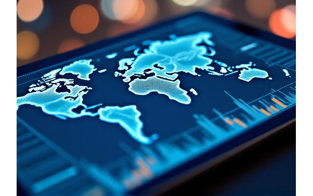 Mapa sveta s linkami spájajúcimi rôzne krajiny a digitálnymi obrazovkami ukazujúcimi transakcie, symbolizujúce ľahké medzinárodné prevody peňazí.