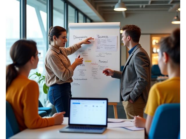 Tím startupistov diskutujúci o plánoch