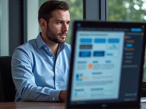 Muž s tabletom kontroluje transparentné podmienky pôžičky