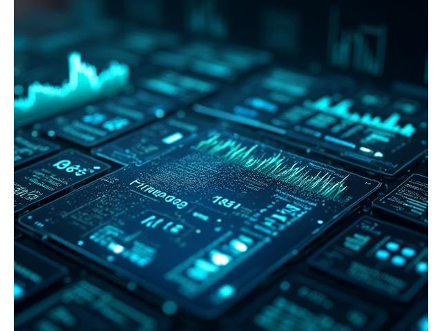 Dynamické finančné dáta vizualizované na obrazovke, abstraktné grafy a číselné údaje